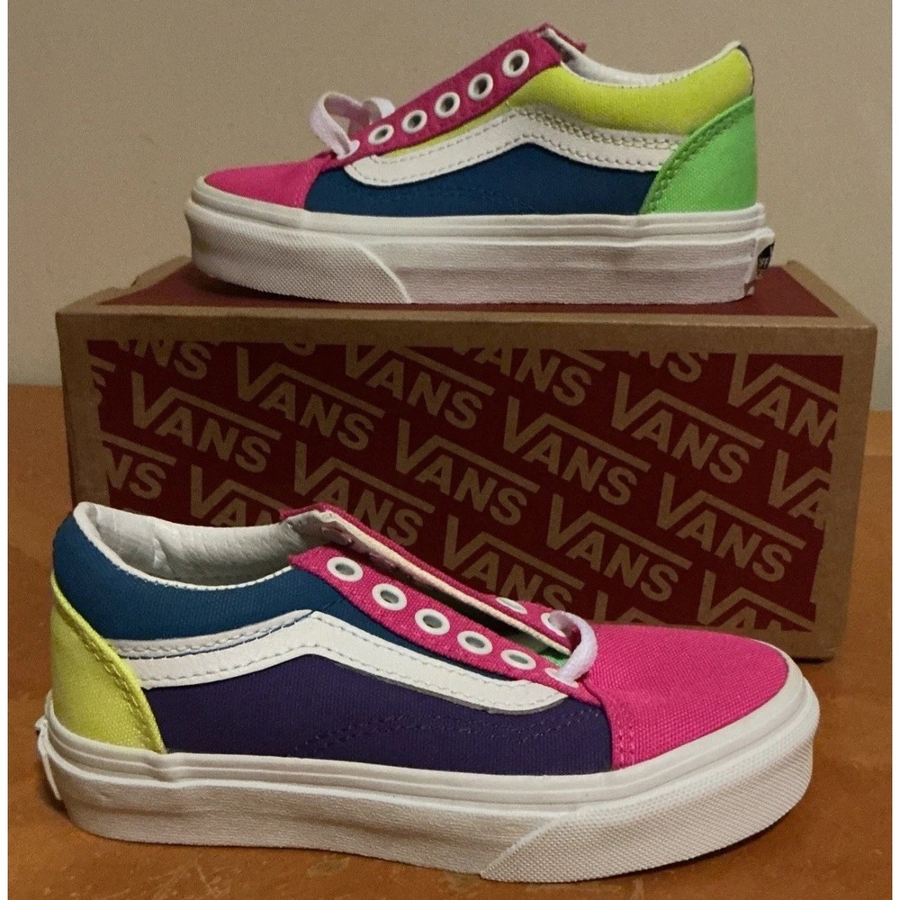 Vans "Off The Wall" Old Skool Neon Color Block Kids Shoes,‎ Size 11, NIB